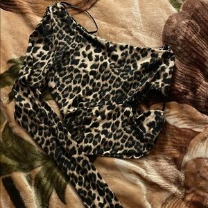 Elegant Leopard Print Asymmetrical Blouse